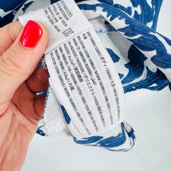 Abercrombie & Fitch Blue White Emerson Smocked Poplin Puff Sleeve Mini Dress XL - Picture 8 of 9